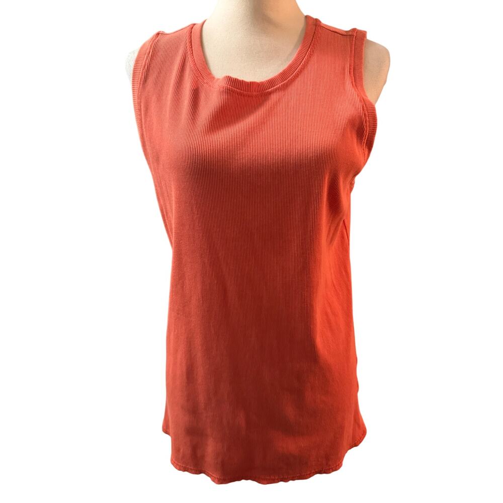 Chico's Zenergy Ribbed Tank Top, Coral, Cotton Modal Blend, Size Large